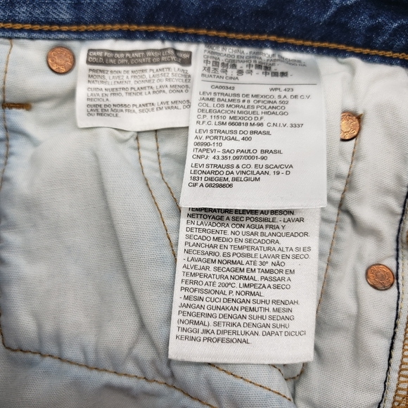 Levis women US 28 x 27 multicolor blue jeans 501 button fly patchwork raw hem - Picture 6 of 15